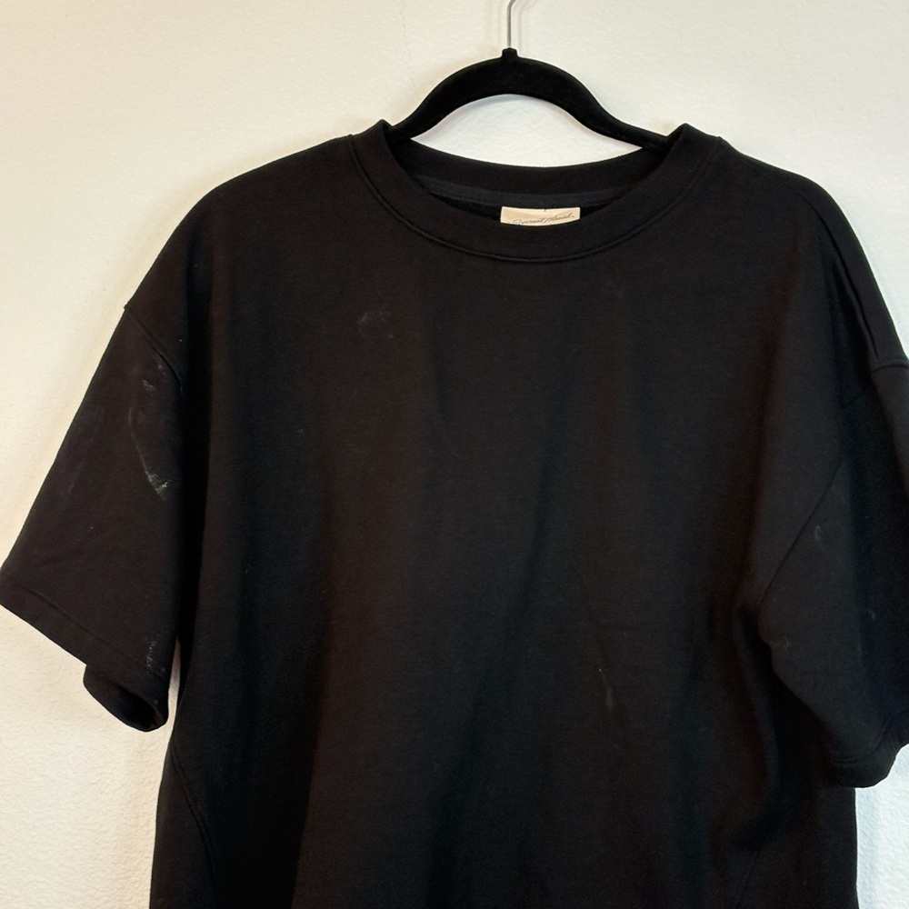 Boxy Black Sweatshirt material Top